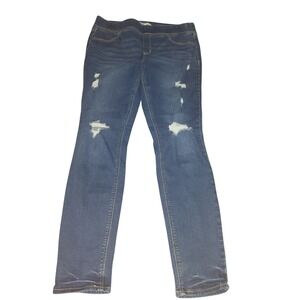Old Navy Rockstar Jeggings Womens 14 Medium Wash Distressed Pull On Skinny Jeans